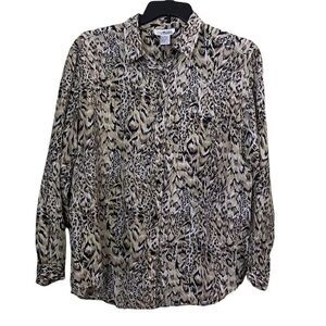 Vintage Metro Express Animal Print Silk Blouse Size Large